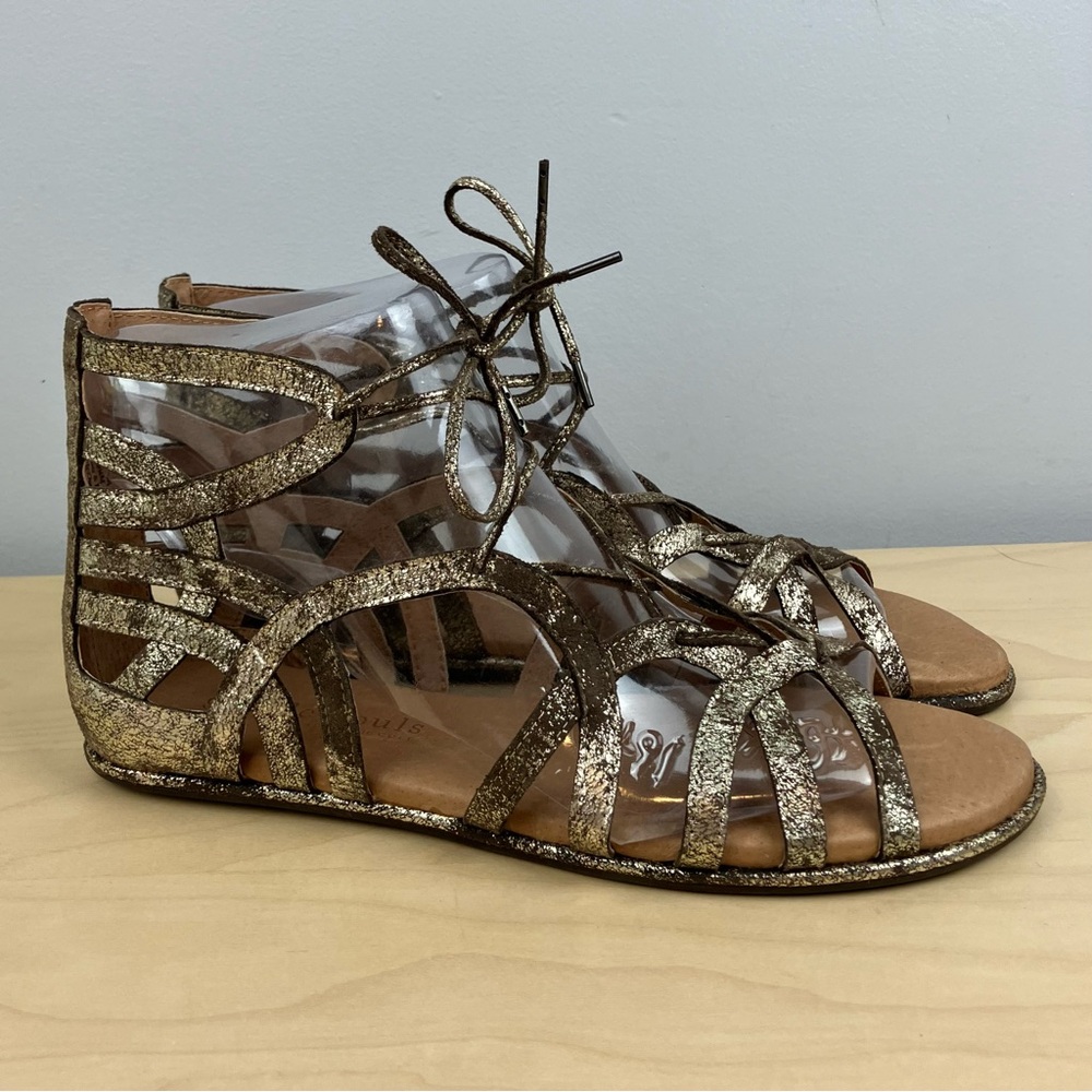 Gentle Souls Women’s Size 9.5 M Break My Heart 3 Gold Leather Gladiator Sandals - Picture 9 of 15